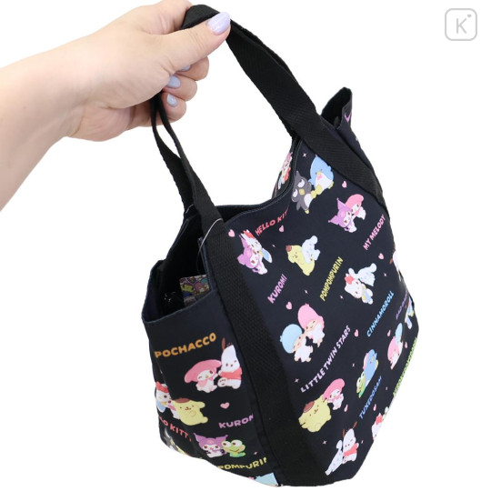 Japan Sanrio Balloon Mini Tote Bag - Characters Friendship Black - 2