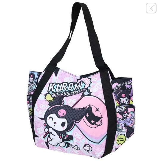 Japan Sanrio Balloon Tote Bag - Kuromi : 20th Anniversary Black Pink - 1