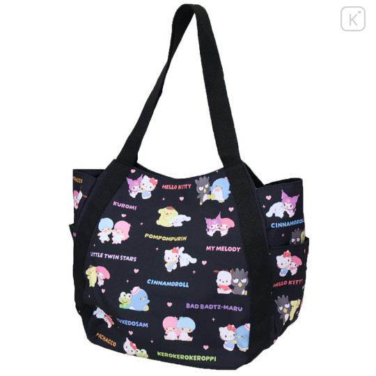 Japan Sanrio Balloon Tote Bag - Characters Friendship Black - 1