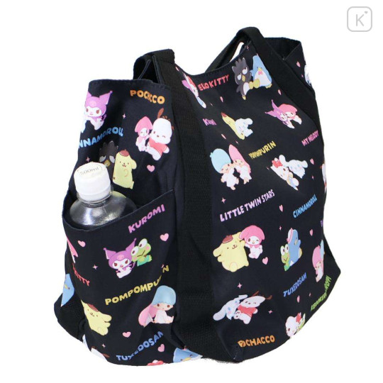 Japan Sanrio Balloon Tote Bag - Characters Friendship Black - 2