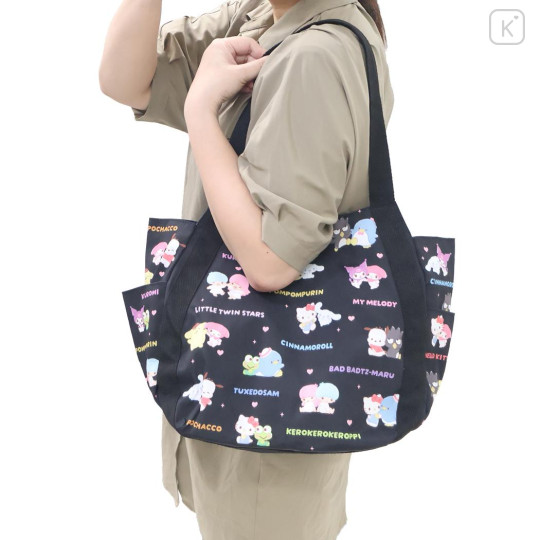 Japan Sanrio Balloon Tote Bag - Characters Friendship Black - 3