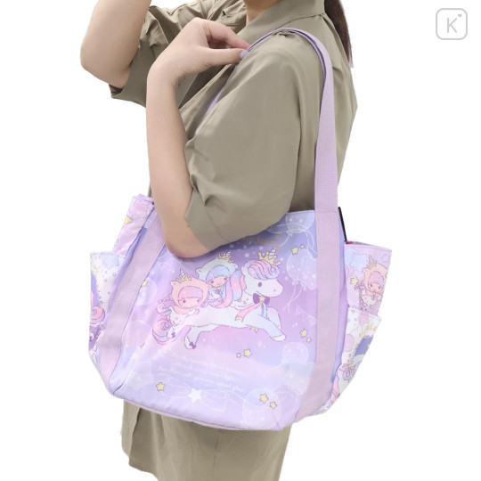 Japan Sanrio Balloon Tote Bag - Little Twin Stars : Unicorn Purple Pink - 3
