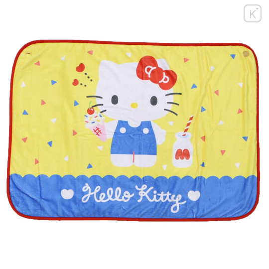 Japan Sanrio Fluffy Blanket - Hello Kitty : Yellow Blue Red - 1