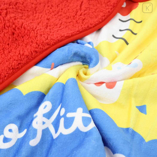 Japan Sanrio Fluffy Blanket - Hello Kitty : Yellow Blue Red - 2