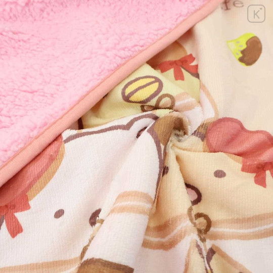 Japan San-X Fluffy Blanket - Sumikko Gurashi : Chocolate Fair at Sumikko Cafe Beige Pink - 2