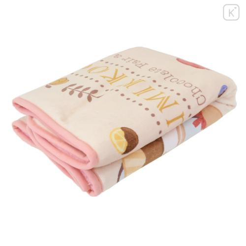 Japan San-X Fluffy Blanket - Sumikko Gurashi : Chocolate Fair at Sumikko Cafe Beige Pink - 4