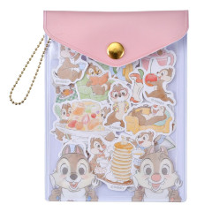 Japan Disney Store Die-cut Sticker Collection With Case Ballchain - Chip & Dale : Cherry Pink
