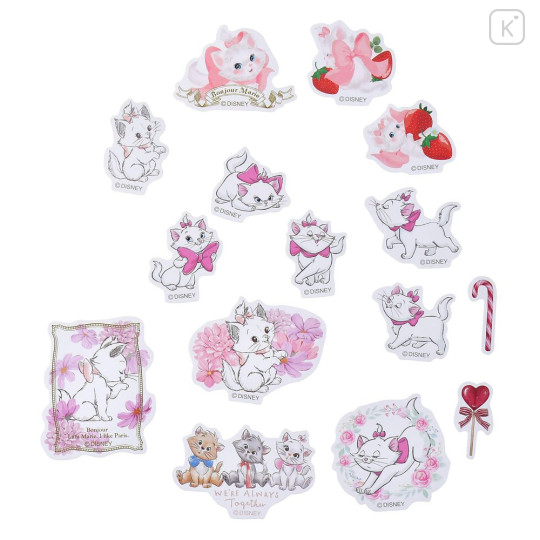Japan Disney Store Die-cut Sticker Collection With Case Ballchain - Marie : Pink - 5