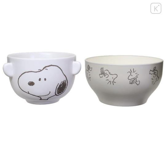 Japan Peanuts Ceramic Tea Bowl & Melamine Soup Bowl Set - Snoopy & Woodstock - 2