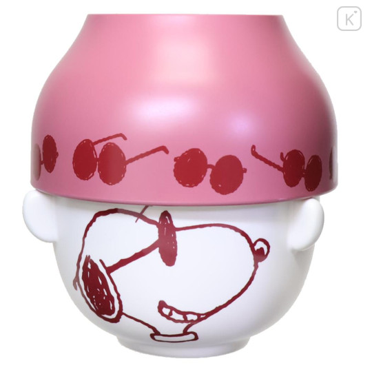 Japan Peanuts Ceramic Tea Bowl & Melamine Soup Bowl Set - Snoopy : Joe Cool Red - 1