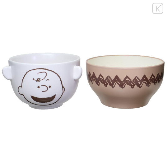 Japan Peanuts Ceramic Tea Bowl & Melamine Soup Bowl Set - Peanuts : Charlie - 2