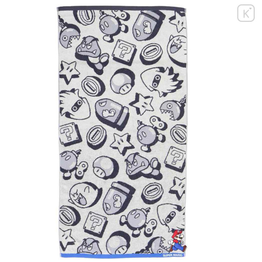 Japan Super Mario Jacquard Bath Towel - Super Mario Brothers Grey - 1