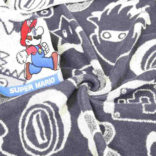 Japan Super Mario Jacquard Bath Towel - Super Mario Brothers Grey - 2