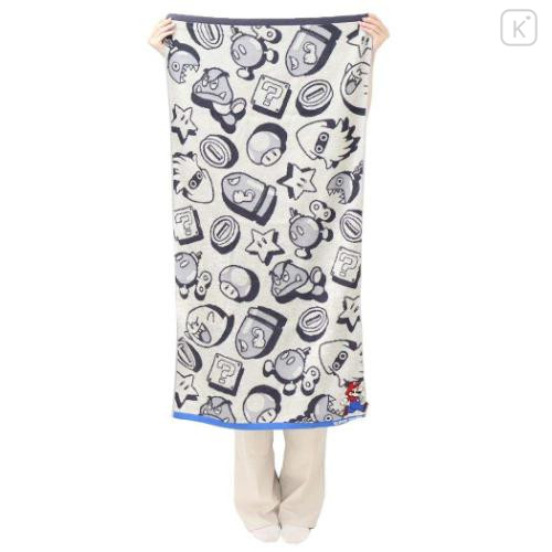 Japan Super Mario Jacquard Bath Towel - Super Mario Brothers Grey - 4