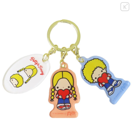 Japan Sanrio Acrylic Keychain 3 Charm - Patty & Jimmy : Heart - 1
