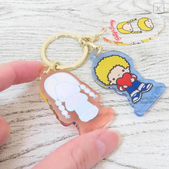Japan Sanrio Acrylic Keychain 3 Charm - Patty & Jimmy : Heart - 2
