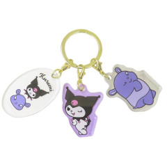 Japan Sanrio Acrylic Keychain 3 Charm - Kuromi : Baku