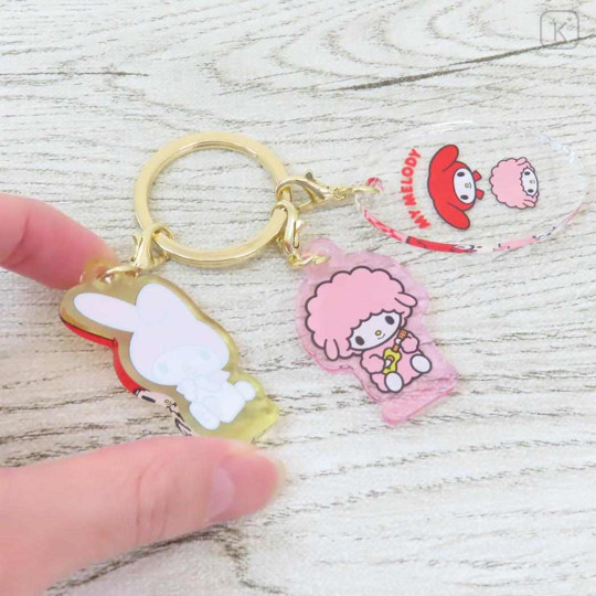 Japan Sanrio Acrylic Keychain 3 Charm - My Melody & My Sweet Piano - 2