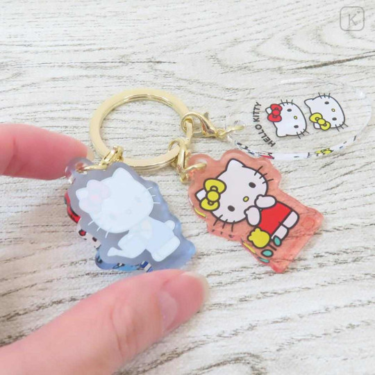 Japan Sanrio Acrylic Keychain 3 Charm - Hello Kitty & Hello Mimmy - 2