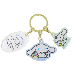 Japan Sanrio Acrylic Keychain 3 Charm - Cinnamoroll : Milk
