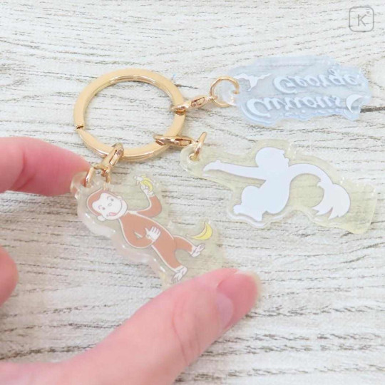 Japan Curious George Acrylic Keychain 3 Charm - Banana - 2