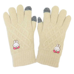 Japan Miffy Embroidery Smartphone Compatible Gloves - Miffy : Beige