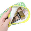 Japan Sanrio Quilted Cosmetic Pouch - Keroppi : Check Green - 3