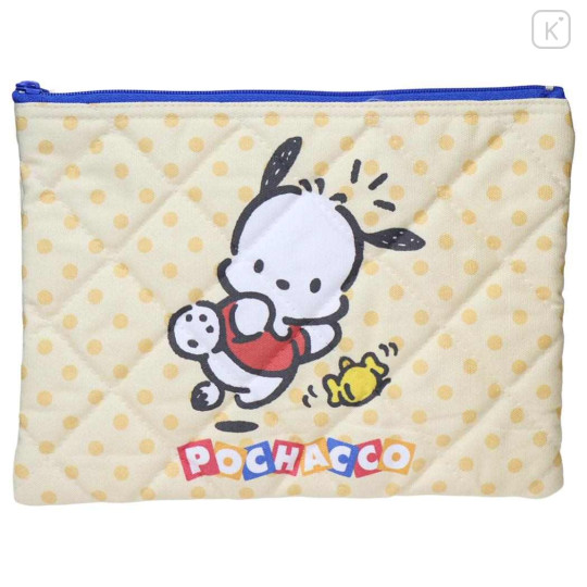 Japan Sanrio Quilted Cosmetic Pouch - Pochacco : Light Yellow - 1