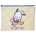 Japan Sanrio Quilted Cosmetic Pouch - Pochacco : Light Yellow - 1
