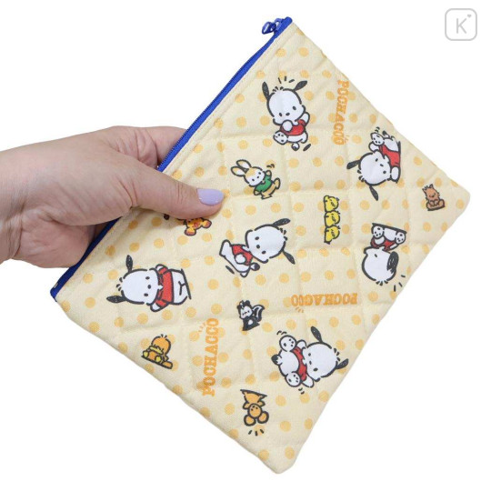 Japan Sanrio Quilted Cosmetic Pouch - Pochacco : Light Yellow - 2