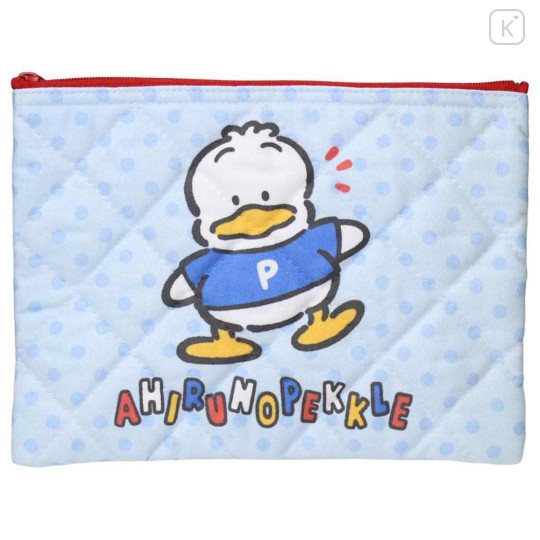 Japan Sanrio Quilted Cosmetic Pouch - Pekkle : Light Blue - 1