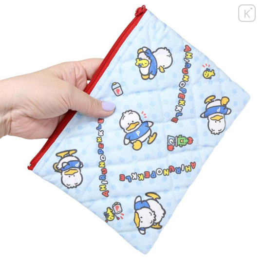 Japan Sanrio Quilted Cosmetic Pouch - Pekkle : Light Blue - 2