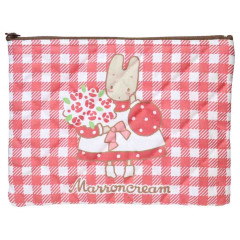 Japan Sanrio Quilted Cosmetic Pouch - Marron Cream : Check Red