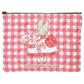 Japan Sanrio Quilted Cosmetic Pouch - Marron Cream : Check Red - 1