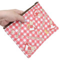 Japan Sanrio Quilted Cosmetic Pouch - Marron Cream : Check Red - 2