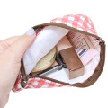Japan Sanrio Quilted Cosmetic Pouch - Marron Cream : Check Red - 3