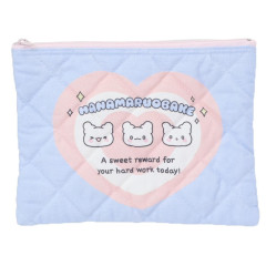 Japan Sanrio Quilted Cosmetic Pouch - Hanamaruobake : Sweet Reward Blue
