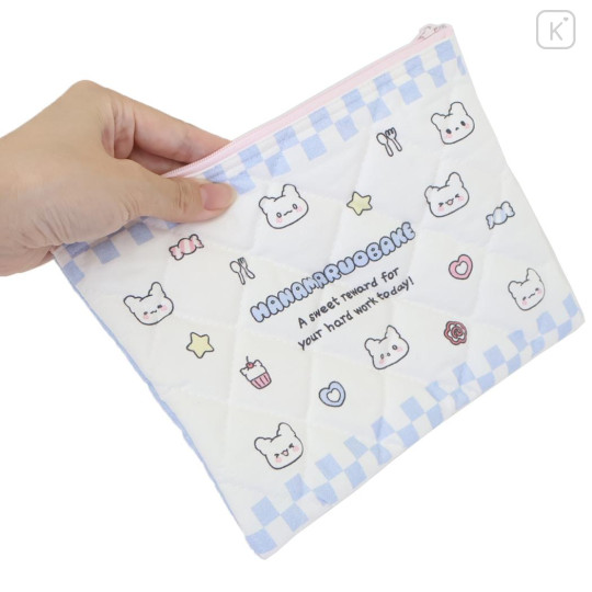 Japan Sanrio Quilted Cosmetic Pouch - Hanamaruobake : Sweet Reward Blue - 2