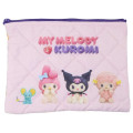 Japan Sanrio Quilted Cosmetic Pouch - Kuromi & My Melody & My Sweet Piano : Netflix Pink - 1