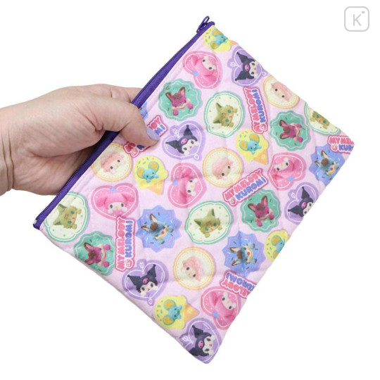 Japan Sanrio Quilted Cosmetic Pouch - Kuromi & My Melody & My Sweet Piano : Netflix Pink - 2