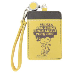 Japan Peanuts Pass Case Card Holder & Reel - Snoopy : Life Pure Joy
