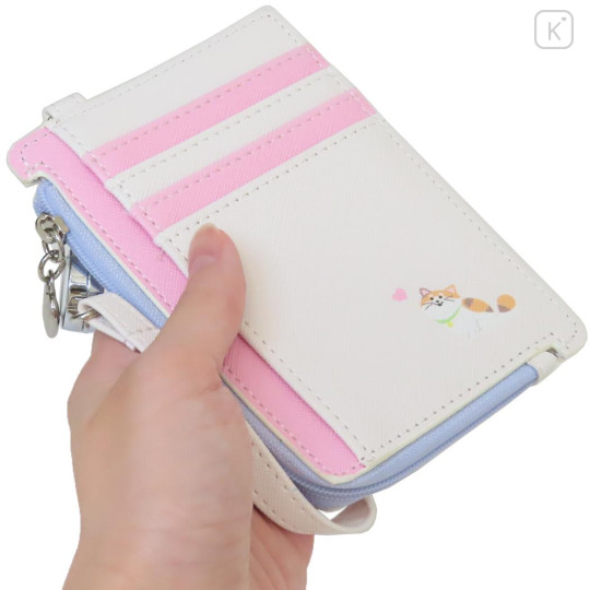 Japan Disney Pass Case Card Holder & Coin Case & Reel - Baymax : Heart Ivory - 2