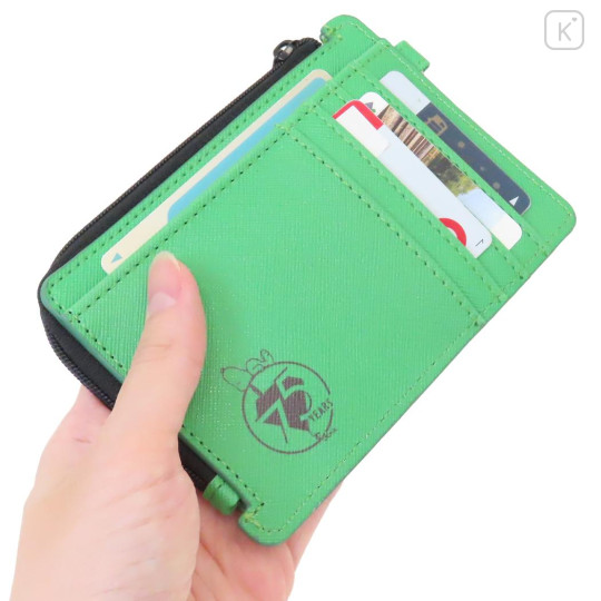 Japan Peanuts Pass Case Card Holder & Coin Case & Reel - Snoopy : Green - 2