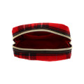 Japan Monchhichi Square Cosmetic Pouch - Plaid Red - 3