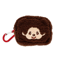 Japan Monchhichi Mascot Mini Pouch with Carabiner - Monchhichi-kun Face