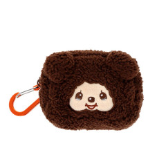 Japan Monchhichi Mascot Mini Pouch with Carabiner - Bear Face