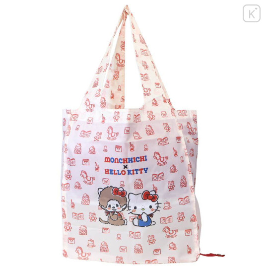 Japan Monchhichi × Sanrio Eco Shopping Bag & Bottom Plate - White - 1