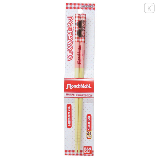 Japan Monchhichi Bamboo Chopsticks 21cm - Red Gingham - 1