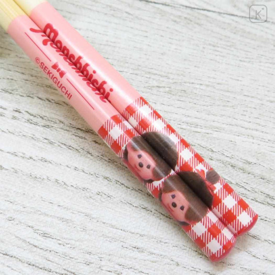 Japan Monchhichi Bamboo Chopsticks 21cm - Red Gingham - 2