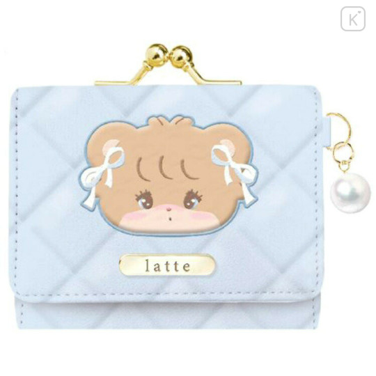 Japan Mikko Illustrations Gamaguchi Compact Wallet - Latte Light Blue - 1
